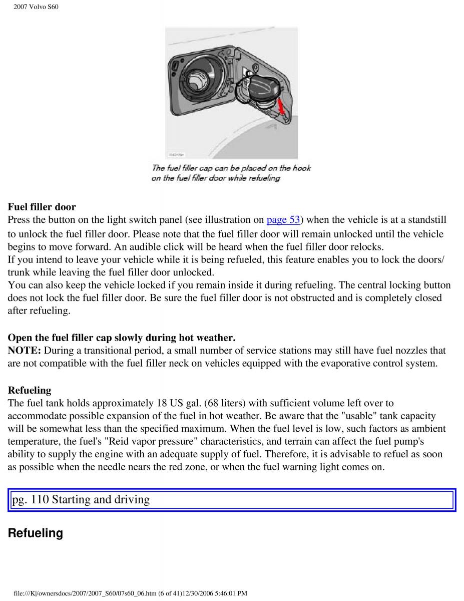 Volvo S60 owners manual / page 128