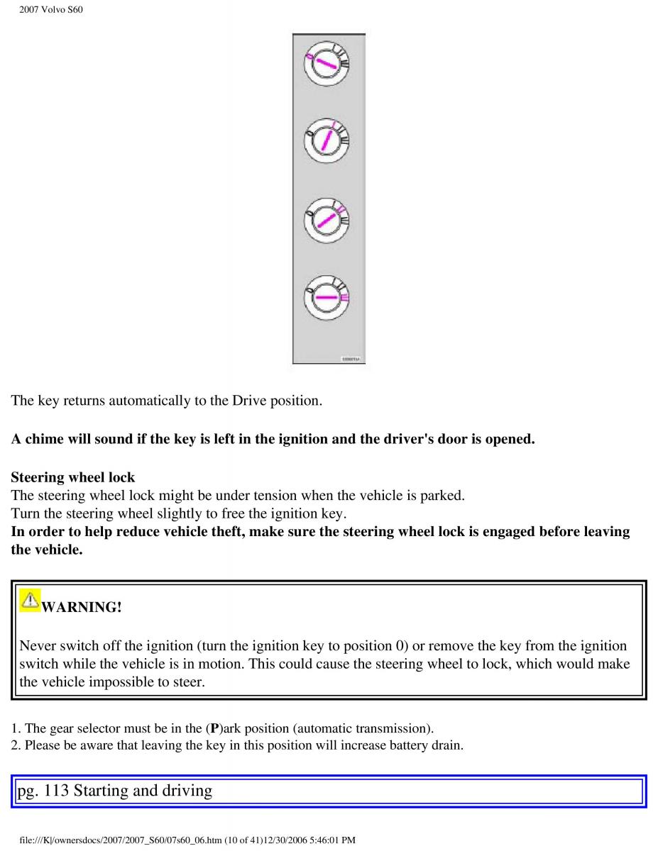 Volvo S60 owners manual / page 132