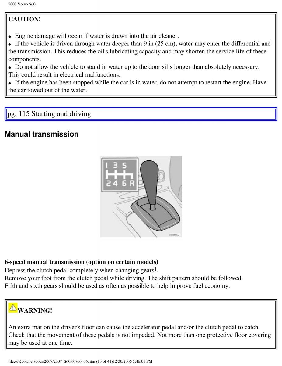 Volvo S60 owners manual / page 135