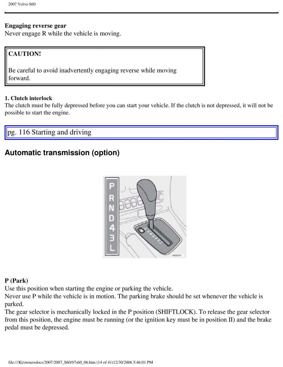 Volvo S60 owners manual / page 136