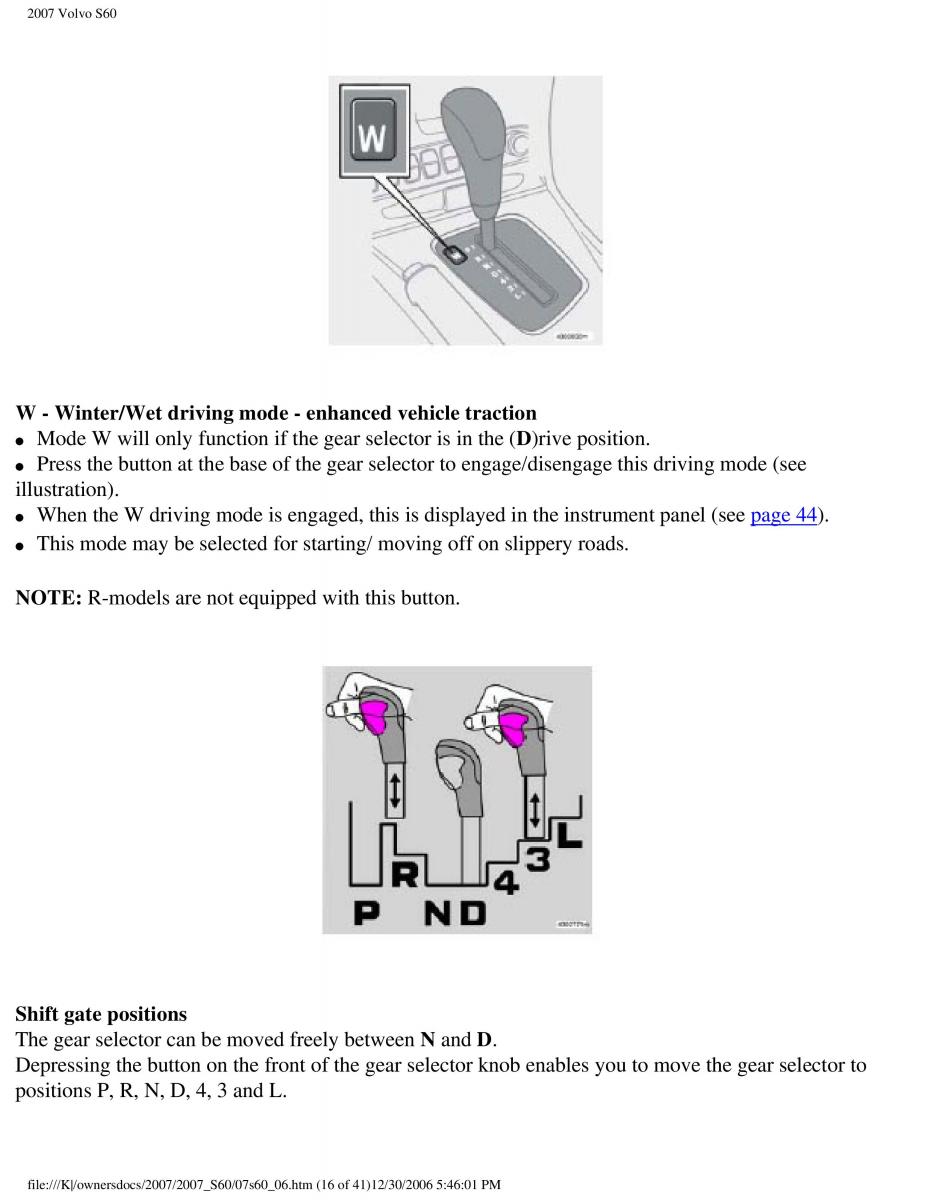 Volvo S60 owners manual / page 138