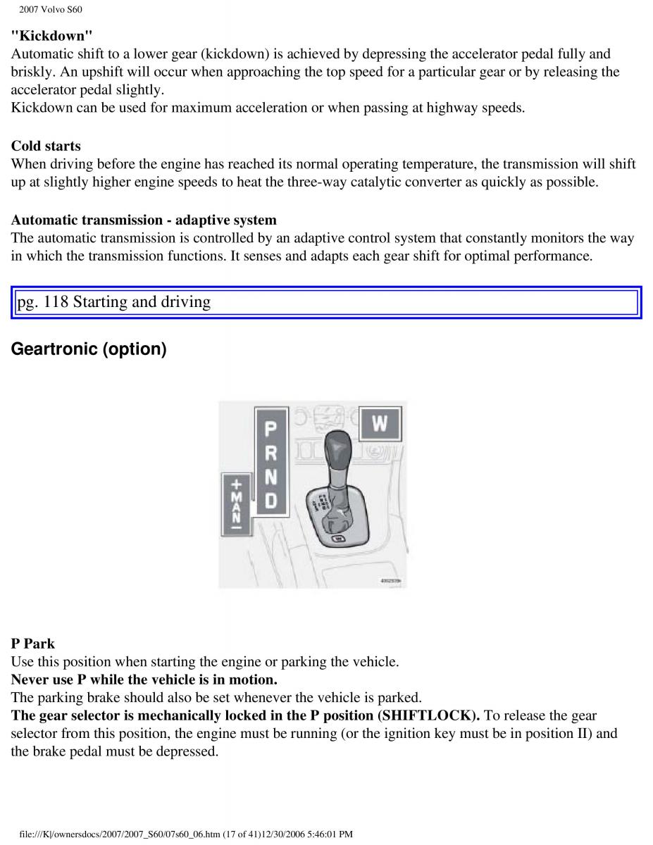 Volvo S60 owners manual / page 139