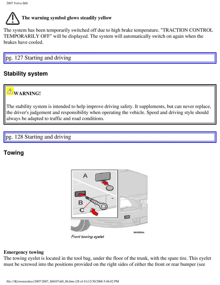 Volvo S60 owners manual / page 150