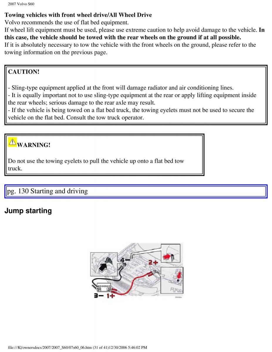 Volvo S60 owners manual / page 153