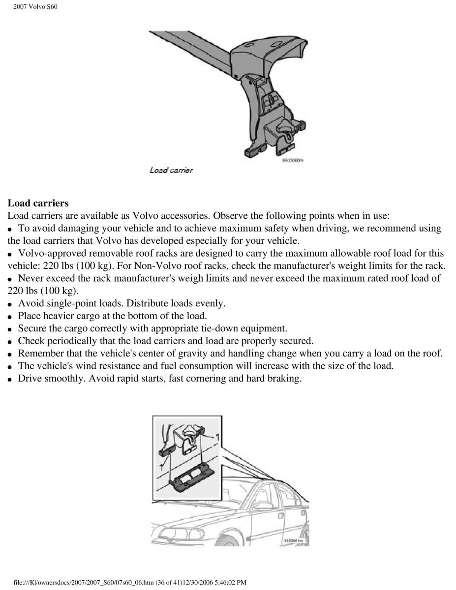 Volvo S60 owners manual / page 158