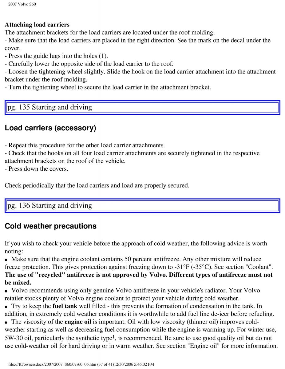 Volvo S60 owners manual / page 159