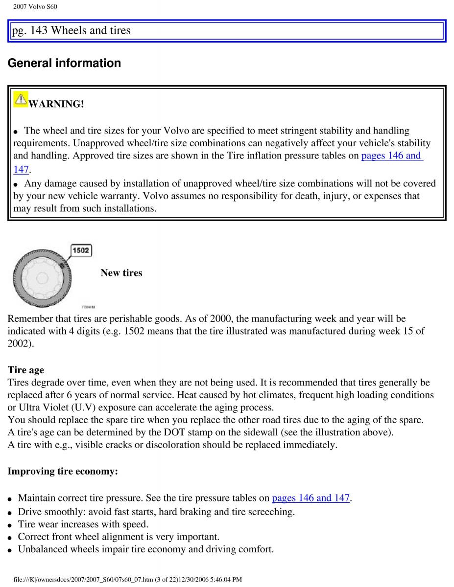 Volvo S60 owners manual / page 166