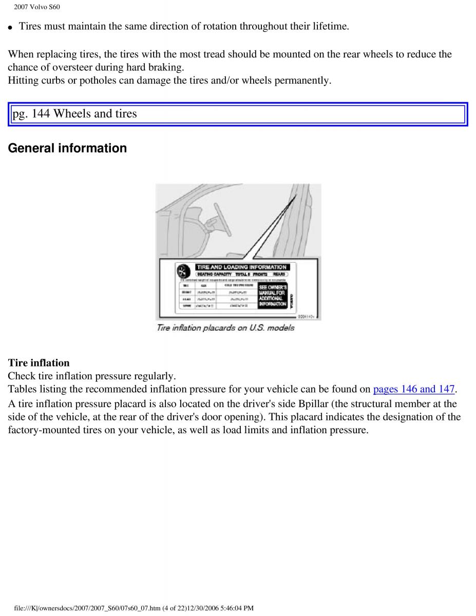 Volvo S60 owners manual / page 167