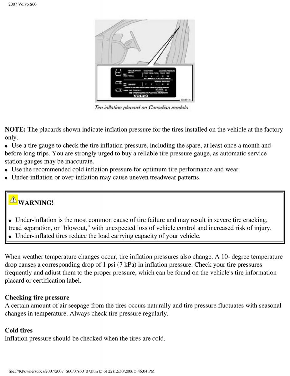 Volvo S60 owners manual / page 168