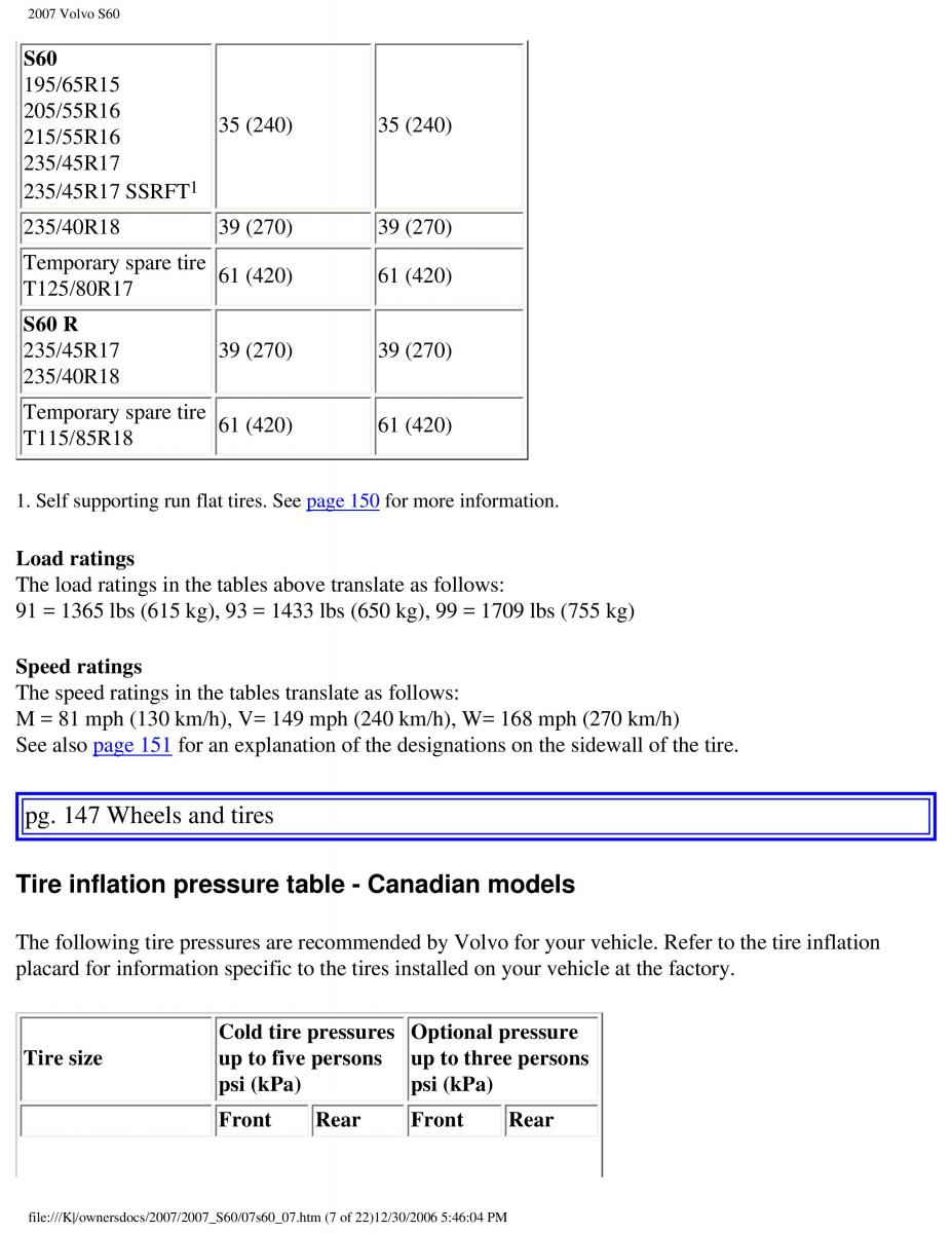 Volvo S60 owners manual / page 170