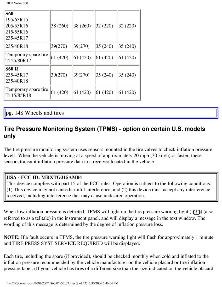 Volvo S60 owners manual / page 171