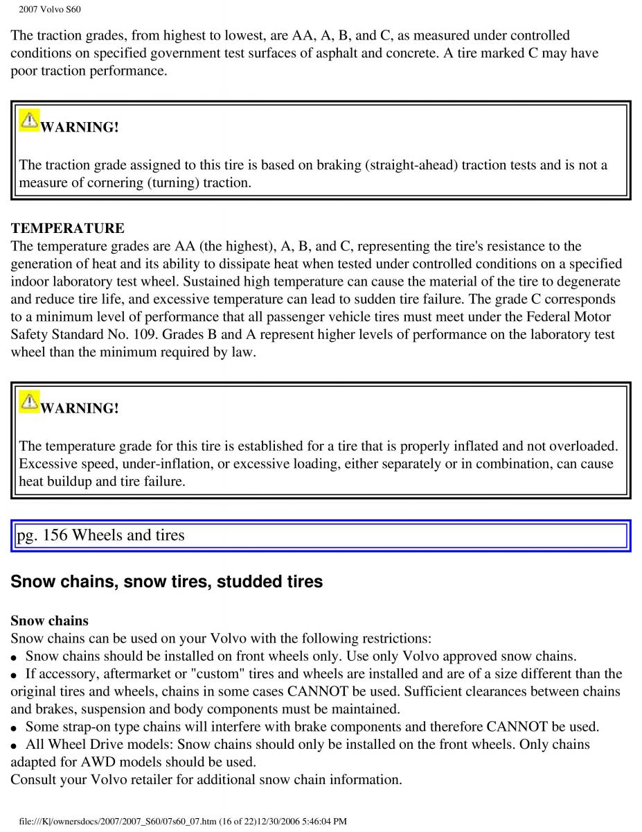 Volvo S60 owners manual / page 179