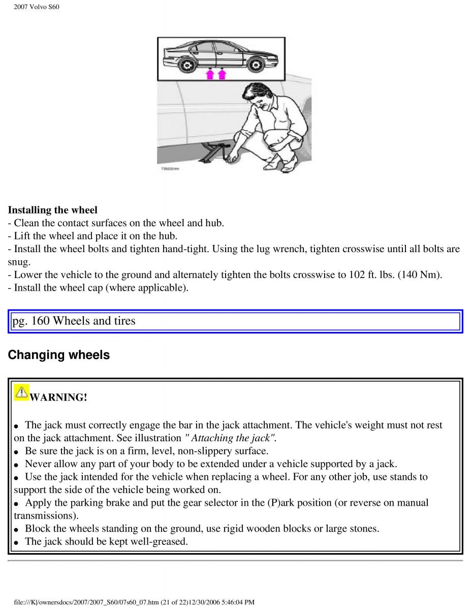 Volvo S60 owners manual / page 184