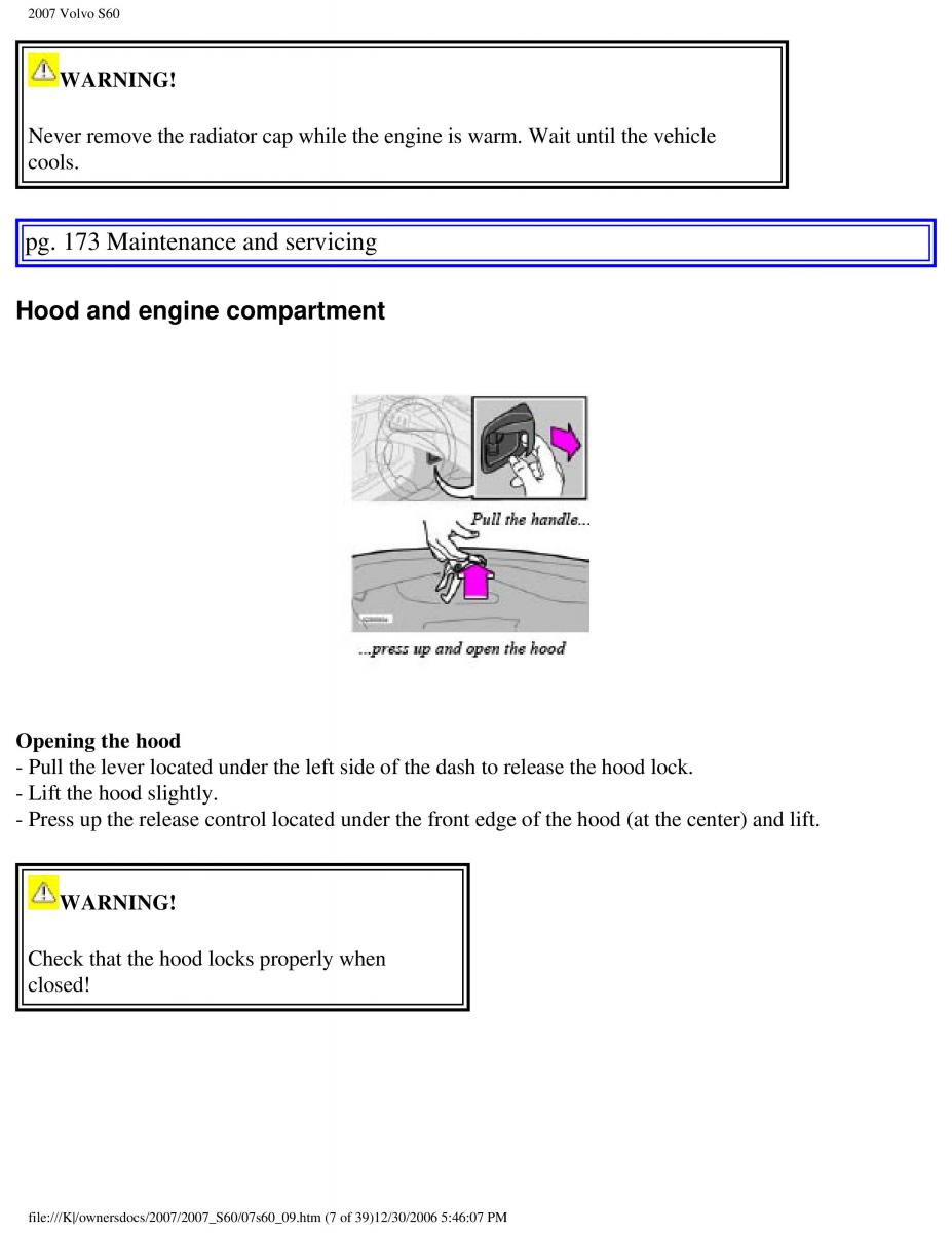 Volvo S60 owners manual / page 199