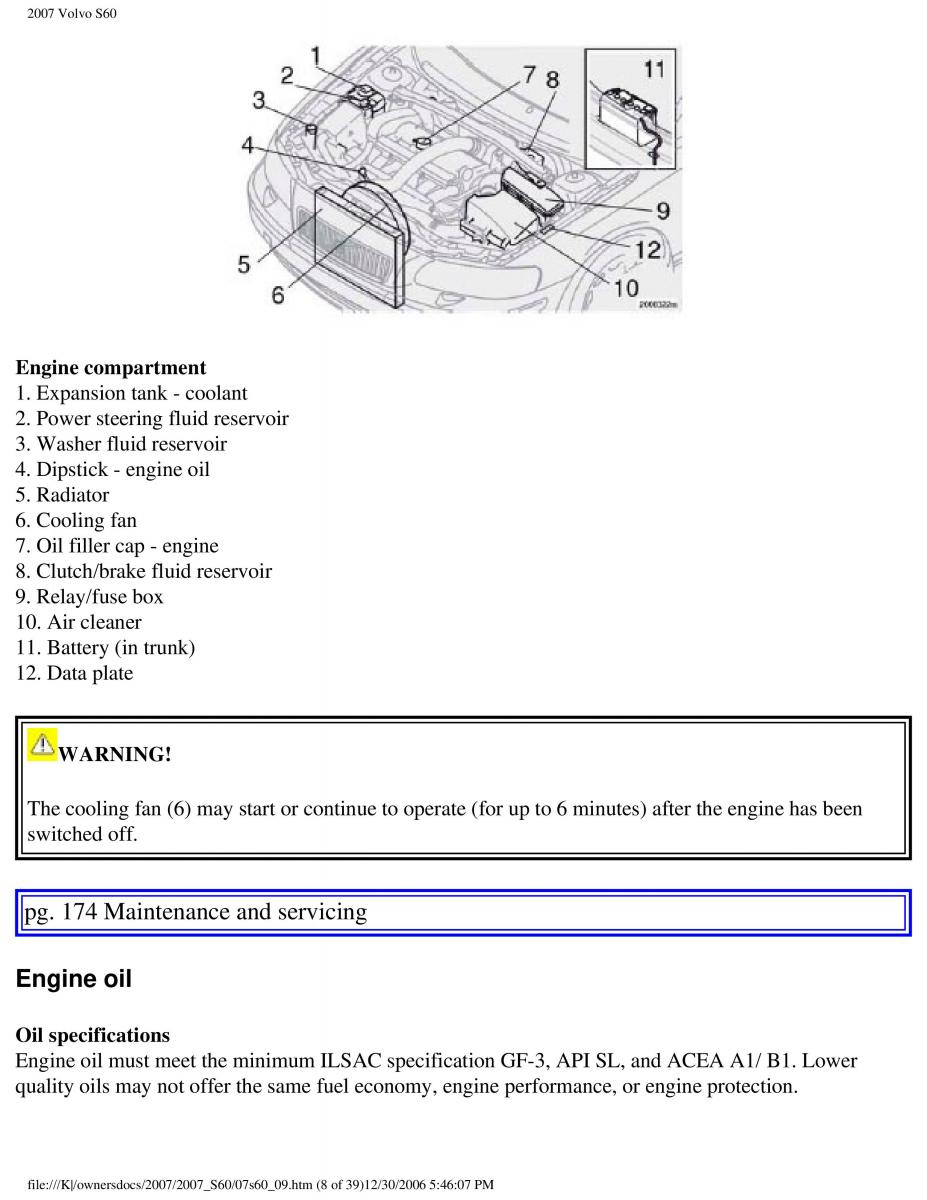 Volvo S60 owners manual / page 200