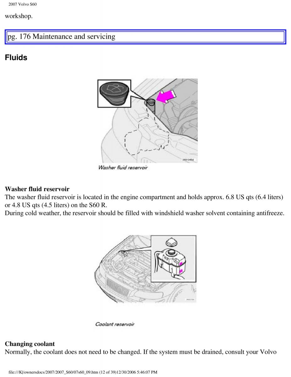 Volvo S60 owners manual / page 204