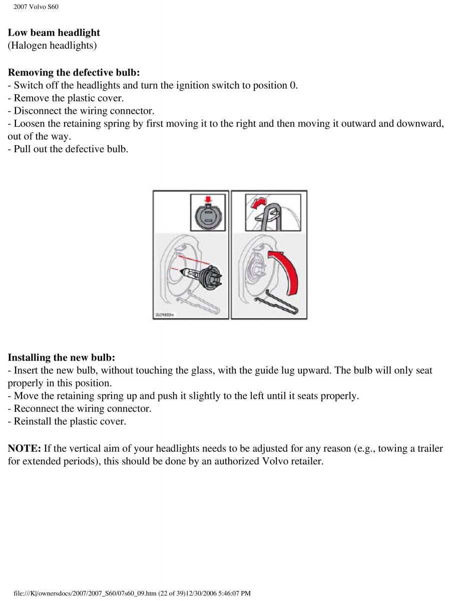 Volvo S60 owners manual / page 214