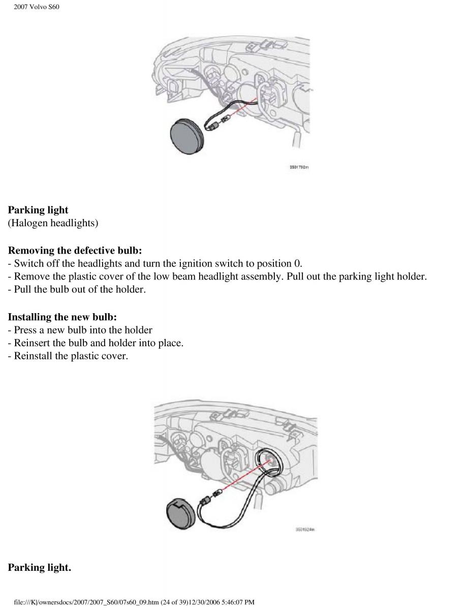 Volvo S60 owners manual / page 216