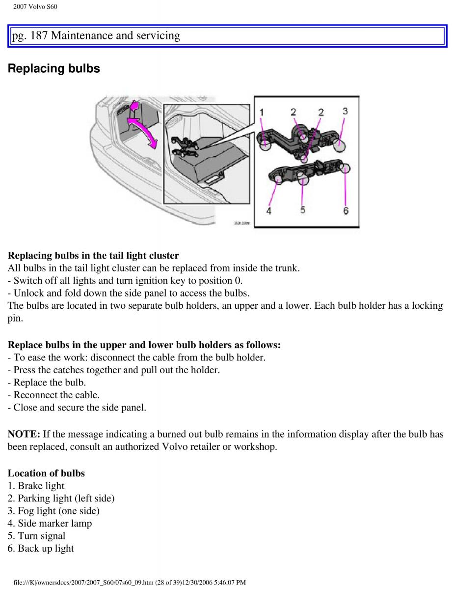 Volvo S60 owners manual / page 220