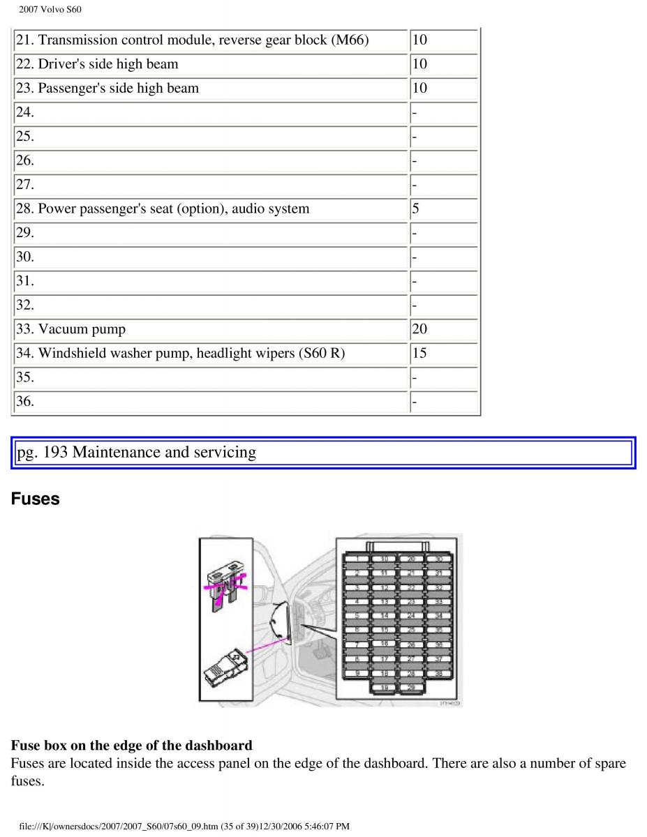 Volvo S60 owners manual / page 227