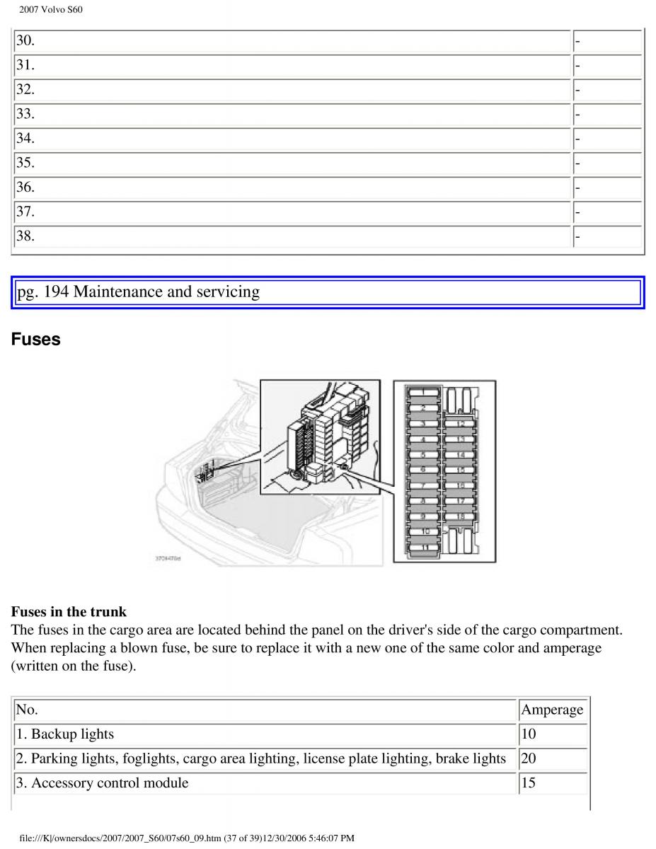 Volvo S60 owners manual / page 229