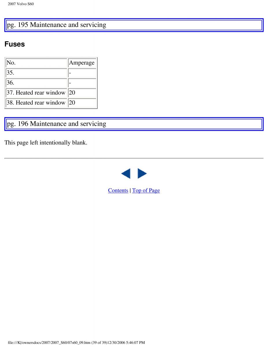 Volvo S60 owners manual / page 231