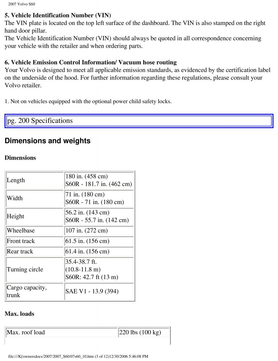 Volvo S60 owners manual / page 234