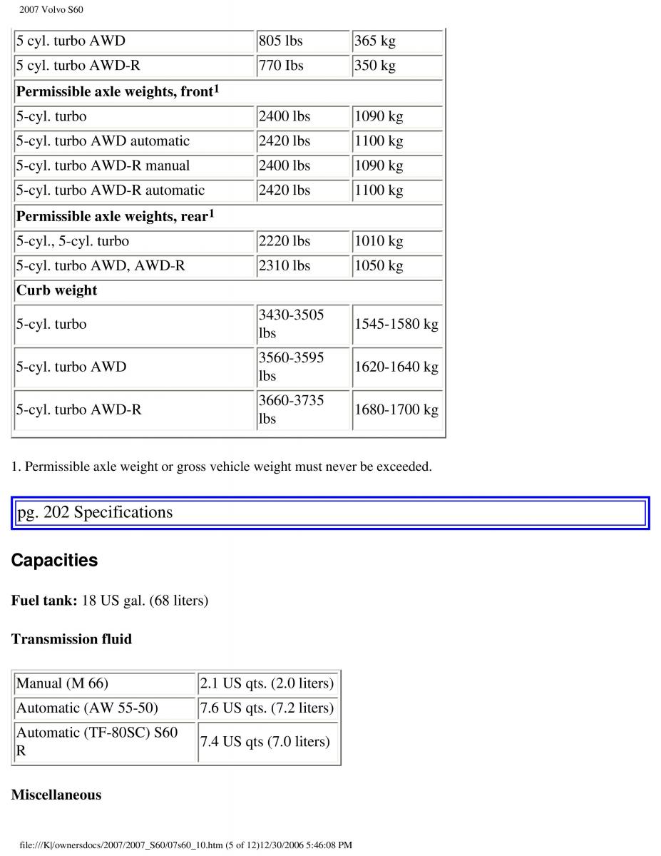 Volvo S60 owners manual / page 236