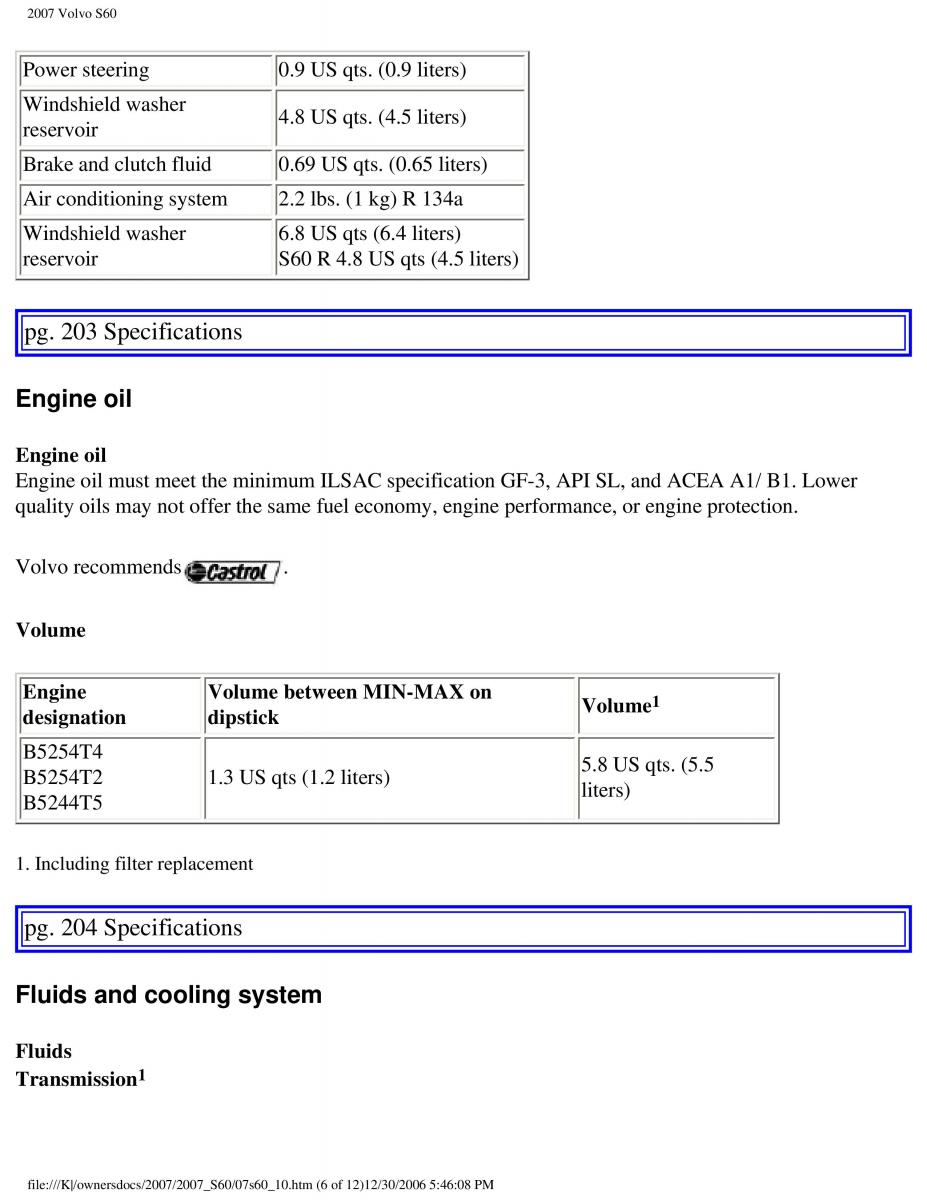 Volvo S60 owners manual / page 237