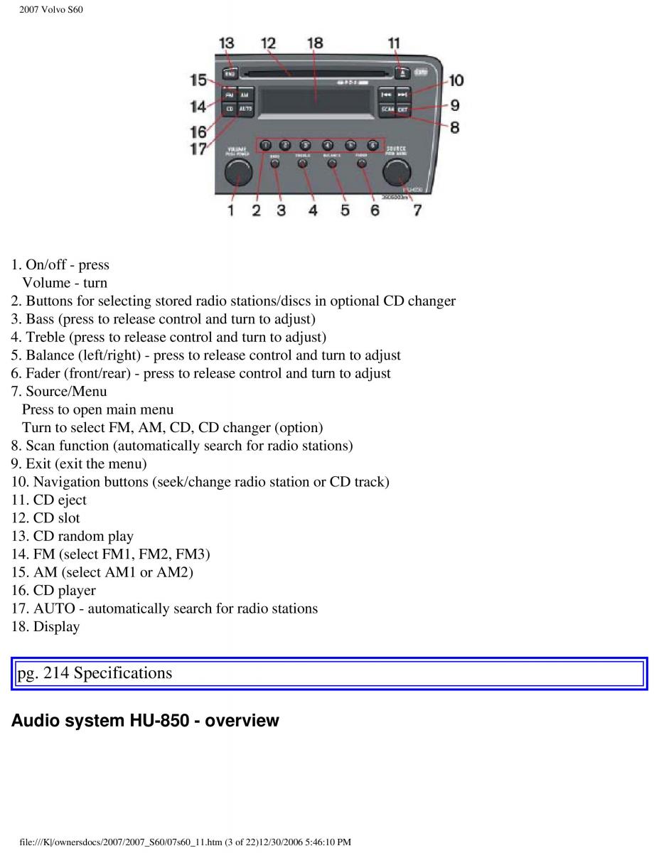 Volvo S60 owners manual / page 246