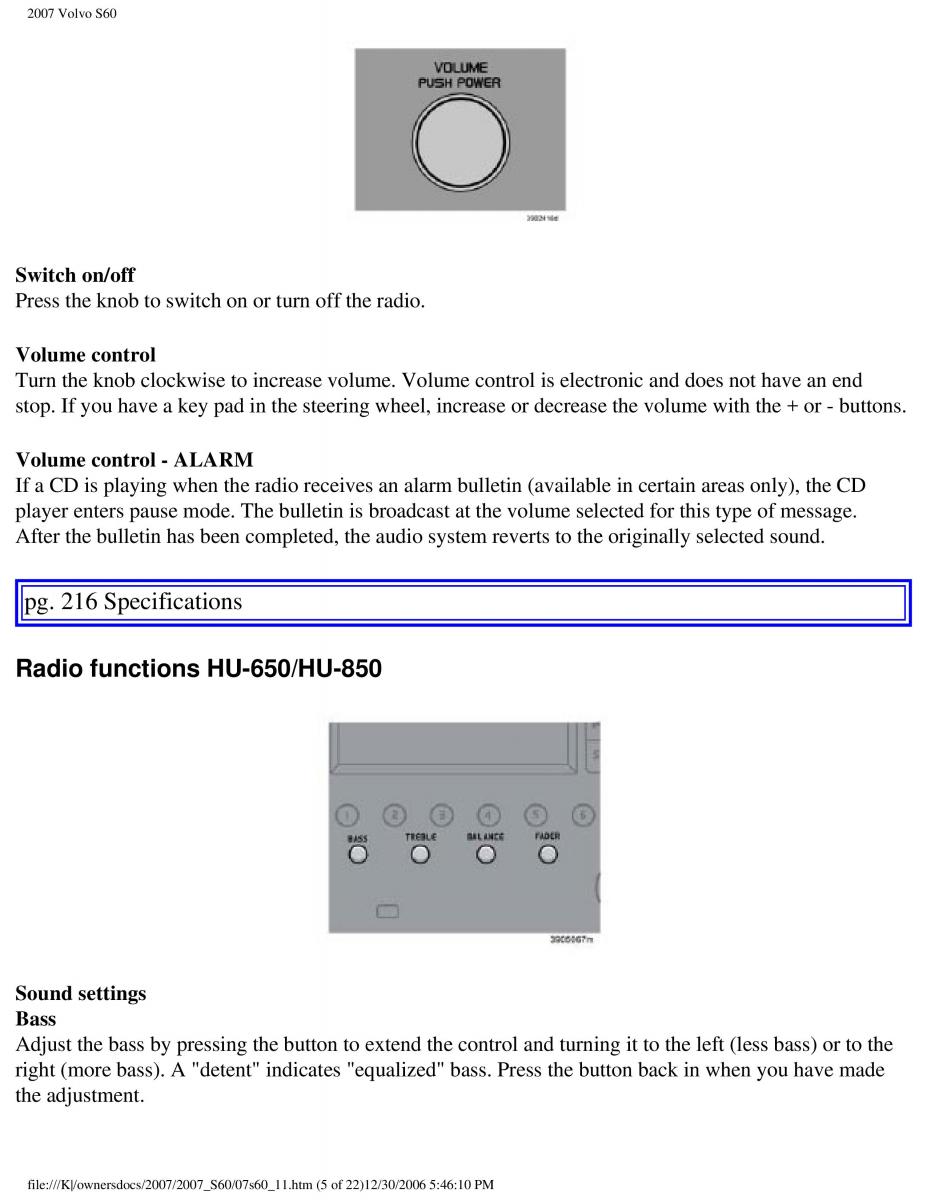 Volvo S60 owners manual / page 248