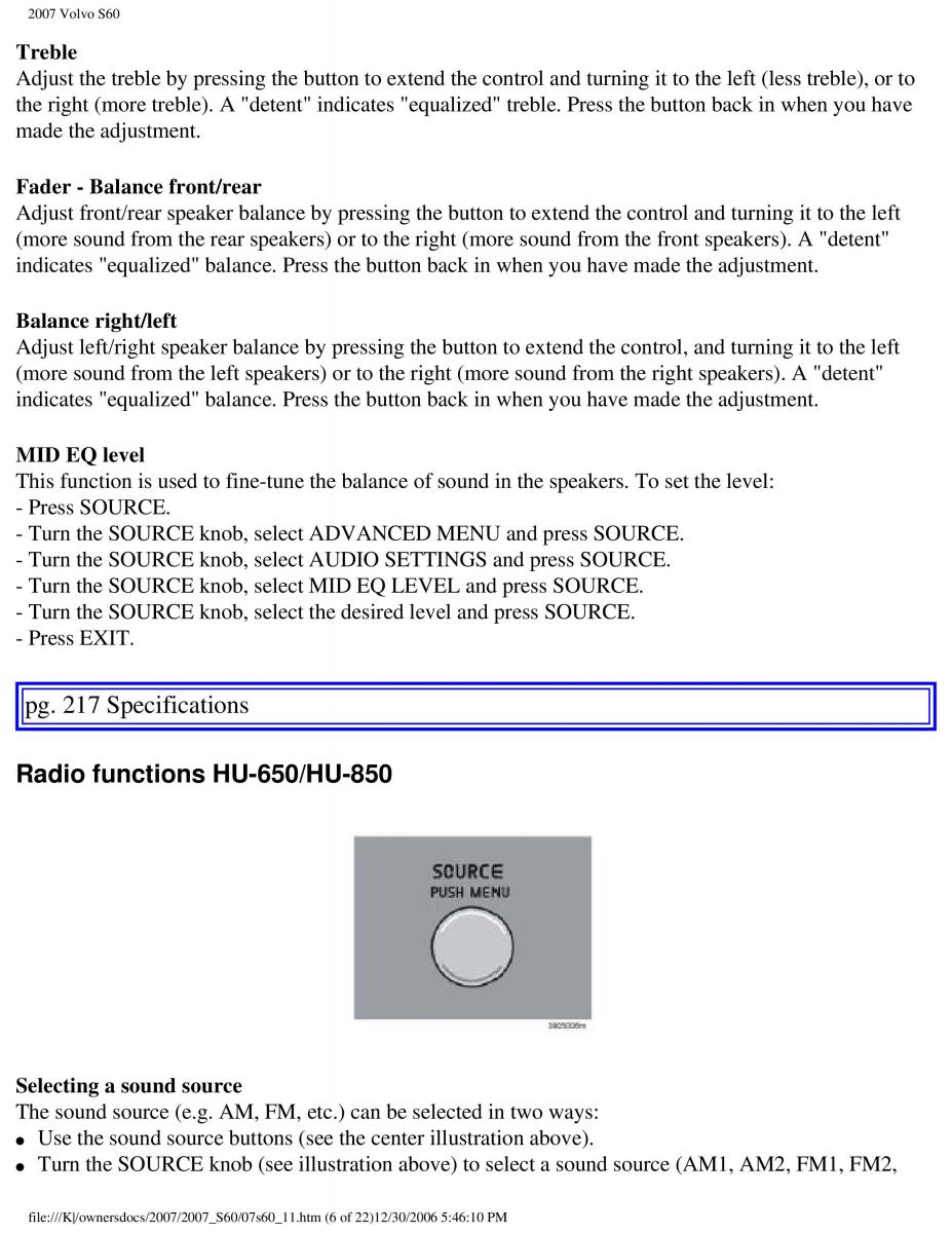 Volvo S60 owners manual / page 249