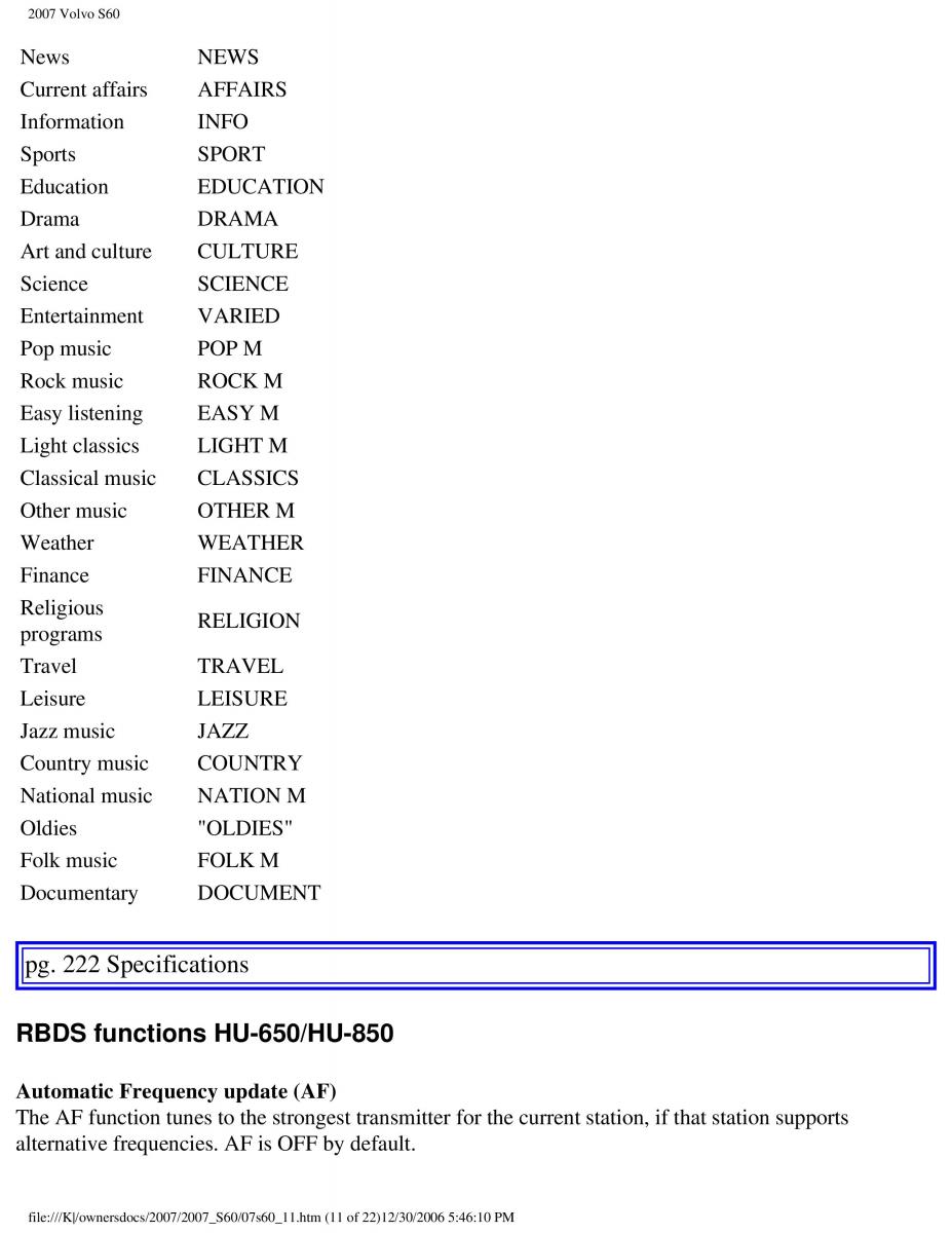 Volvo S60 owners manual / page 254