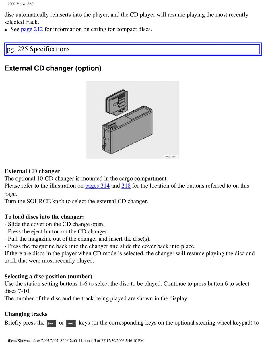 Volvo S60 owners manual / page 258