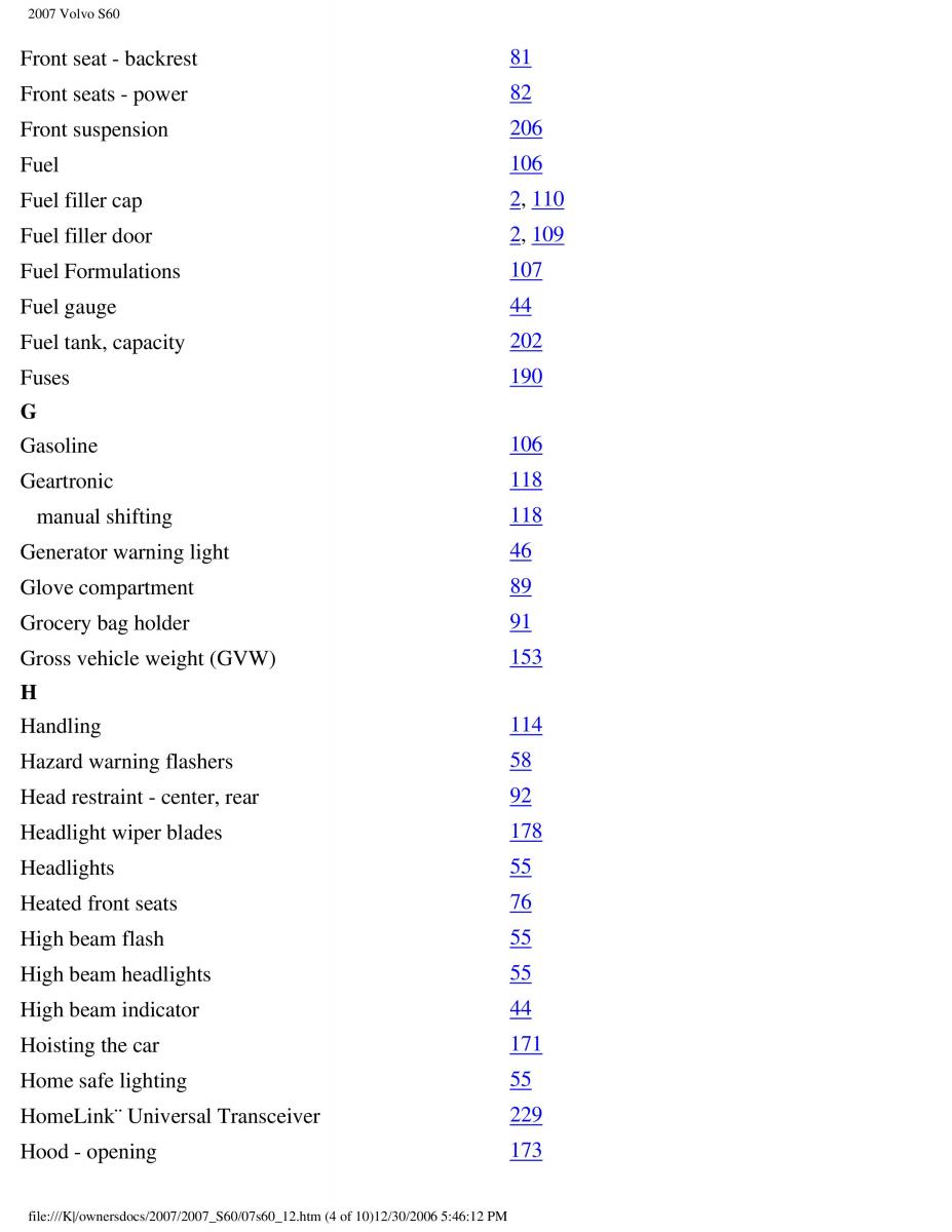 Volvo S60 owners manual / page 269