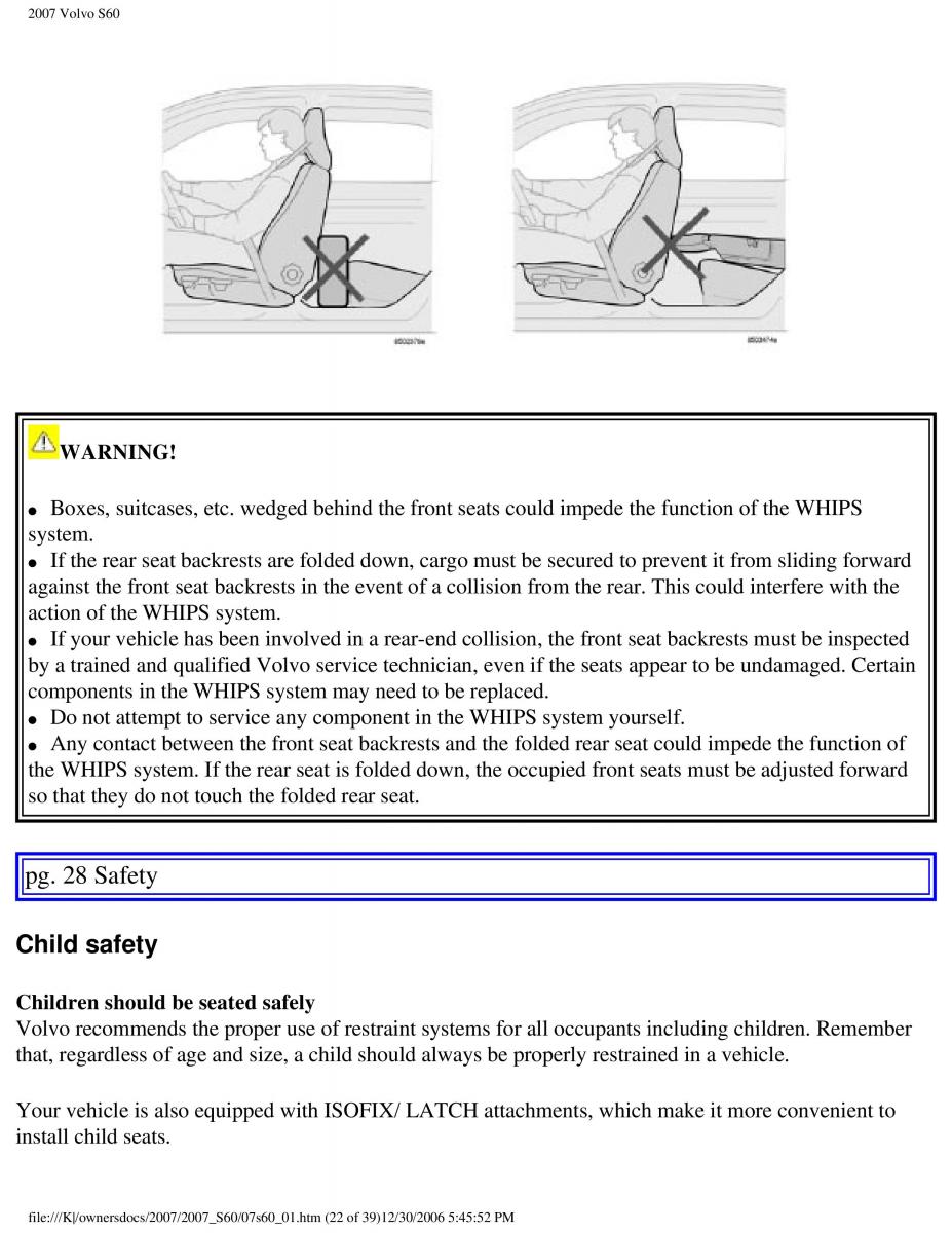 Volvo S60 owners manual / page 28