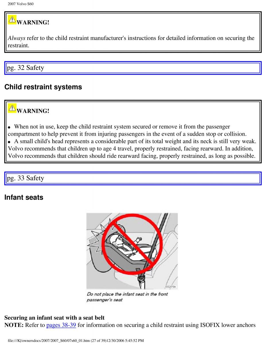 Volvo S60 owners manual / page 33