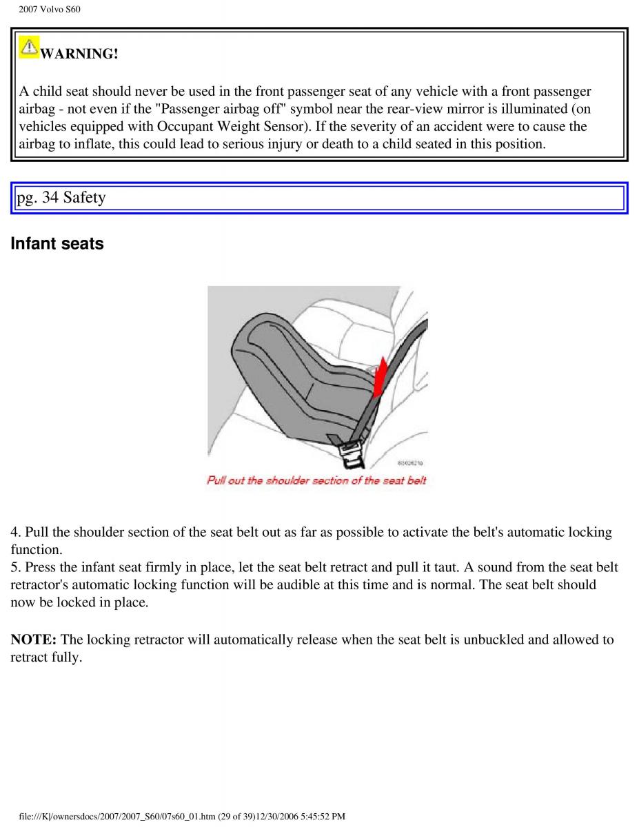 Volvo S60 owners manual / page 35