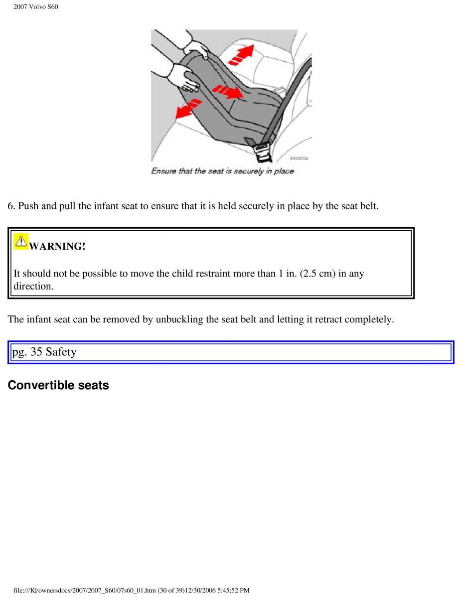 Volvo S60 owners manual / page 36