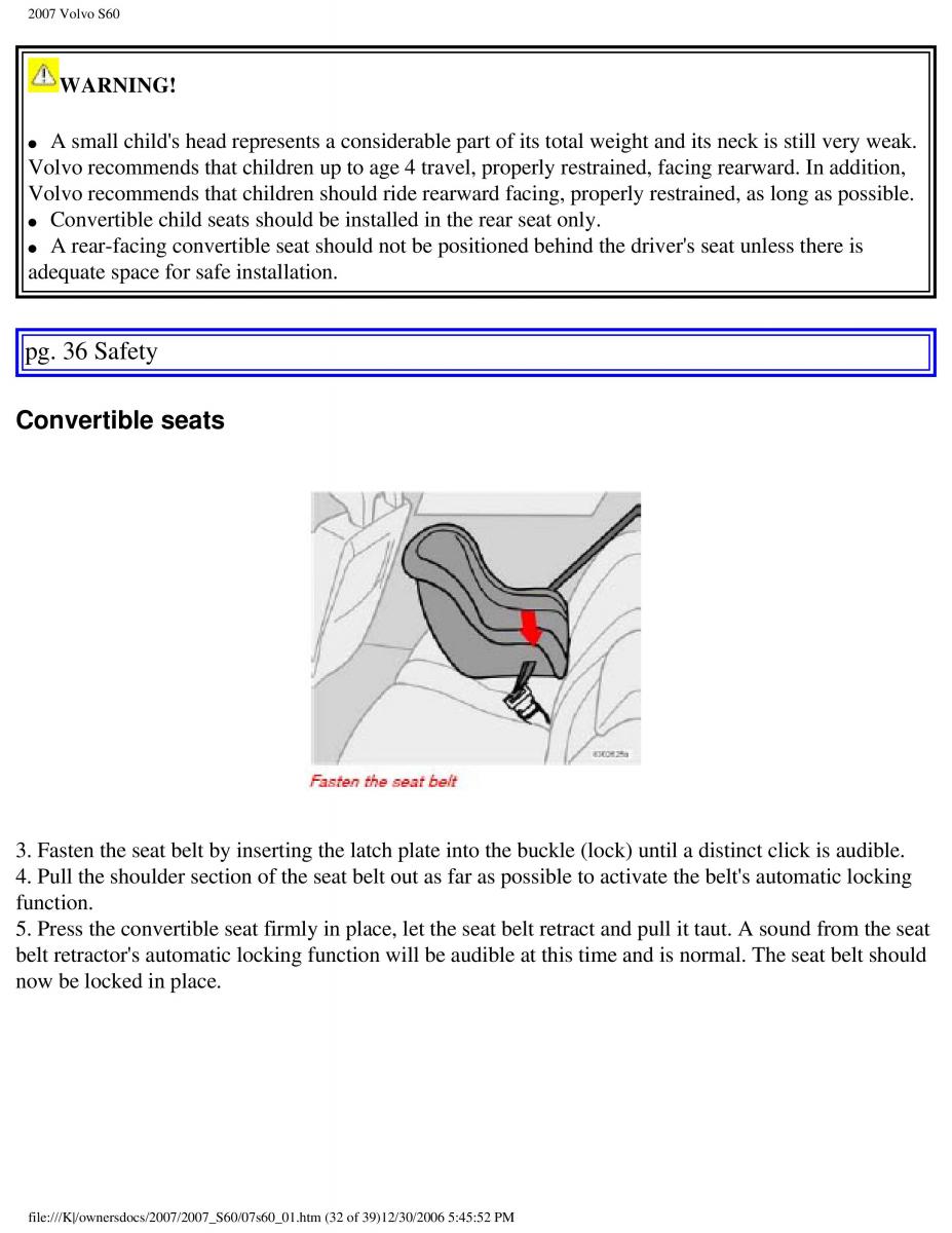 Volvo S60 owners manual / page 38