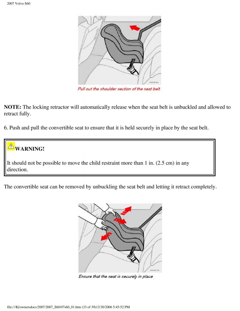 Volvo S60 owners manual / page 39