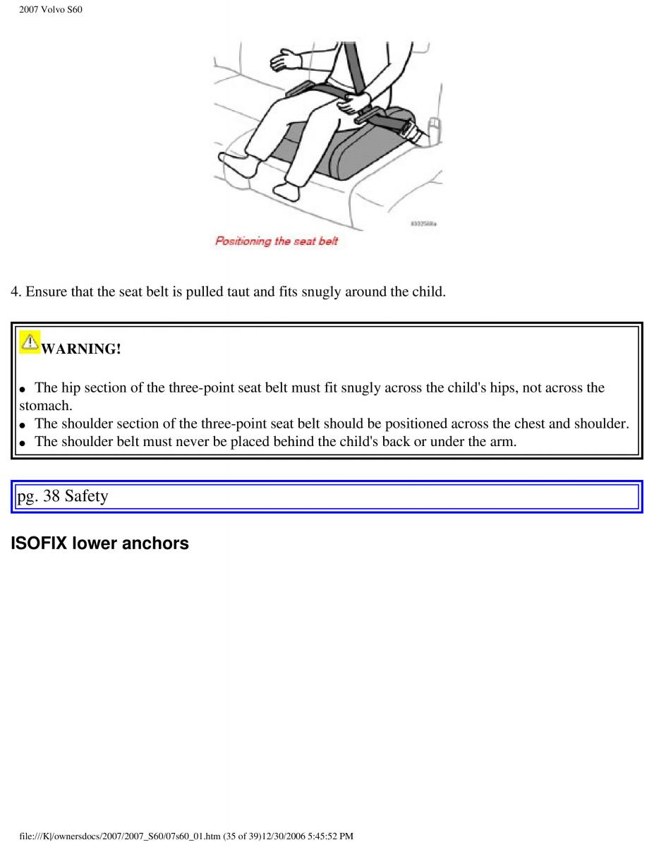 Volvo S60 owners manual / page 41