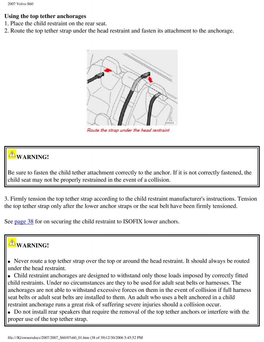 Volvo S60 owners manual / page 44