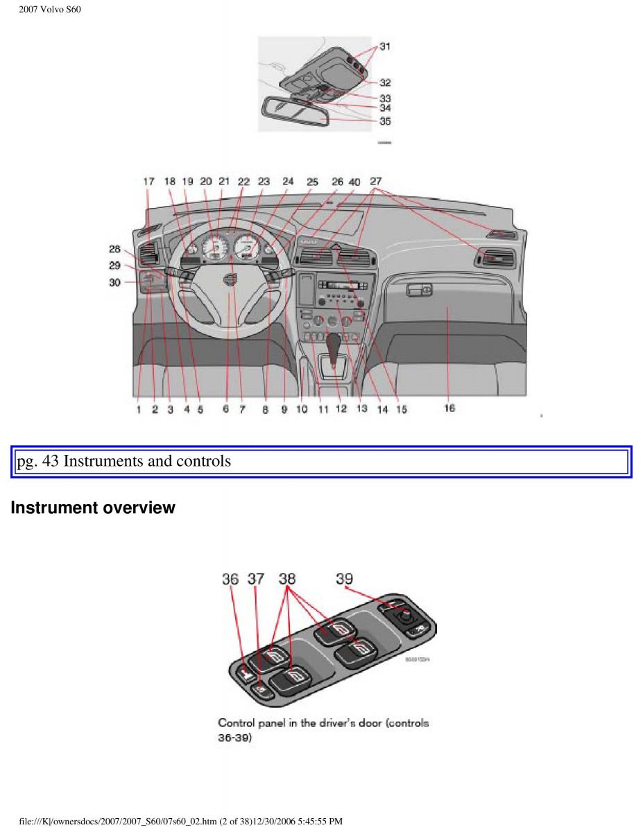 Volvo S60 owners manual / page 47