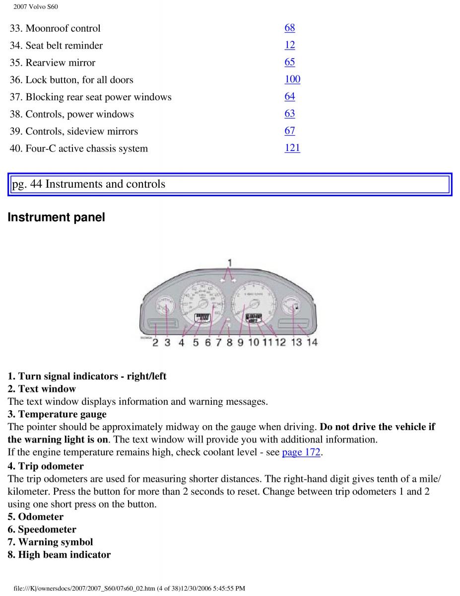 Volvo S60 owners manual / page 49