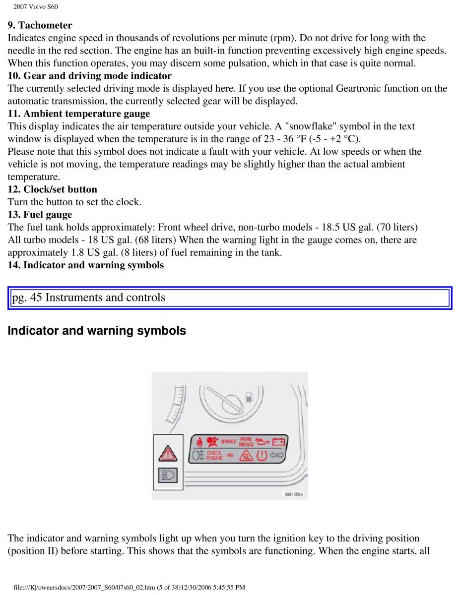 Volvo S60 owners manual / page 50