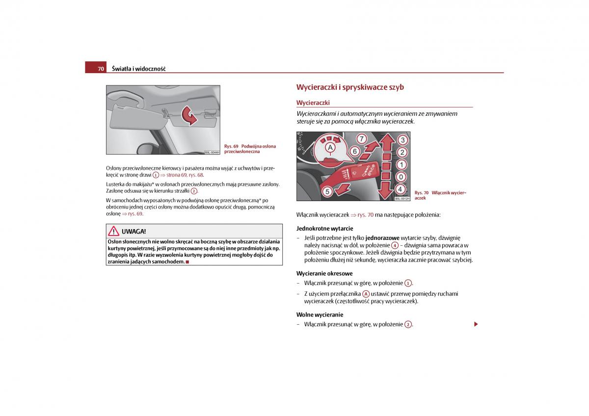 Skoda Yeti instrukcja obslugi / page 72