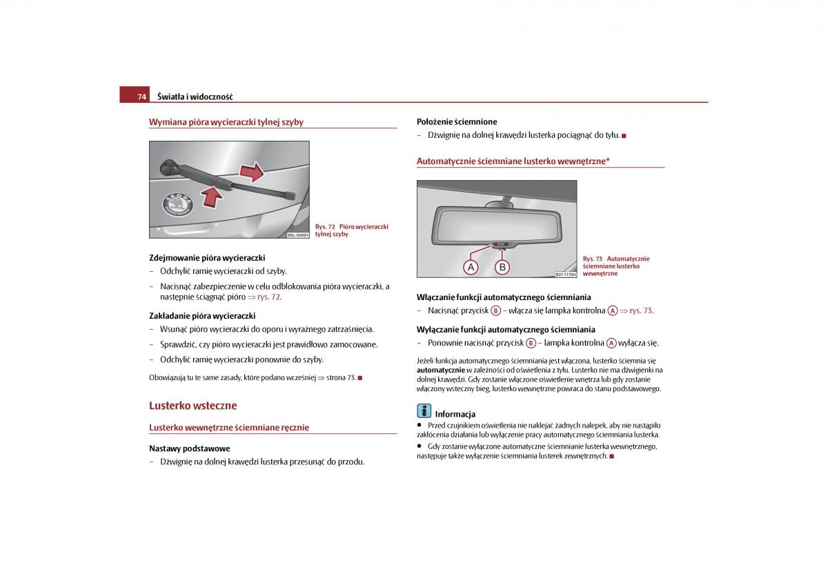 Skoda Yeti instrukcja obslugi / page 76