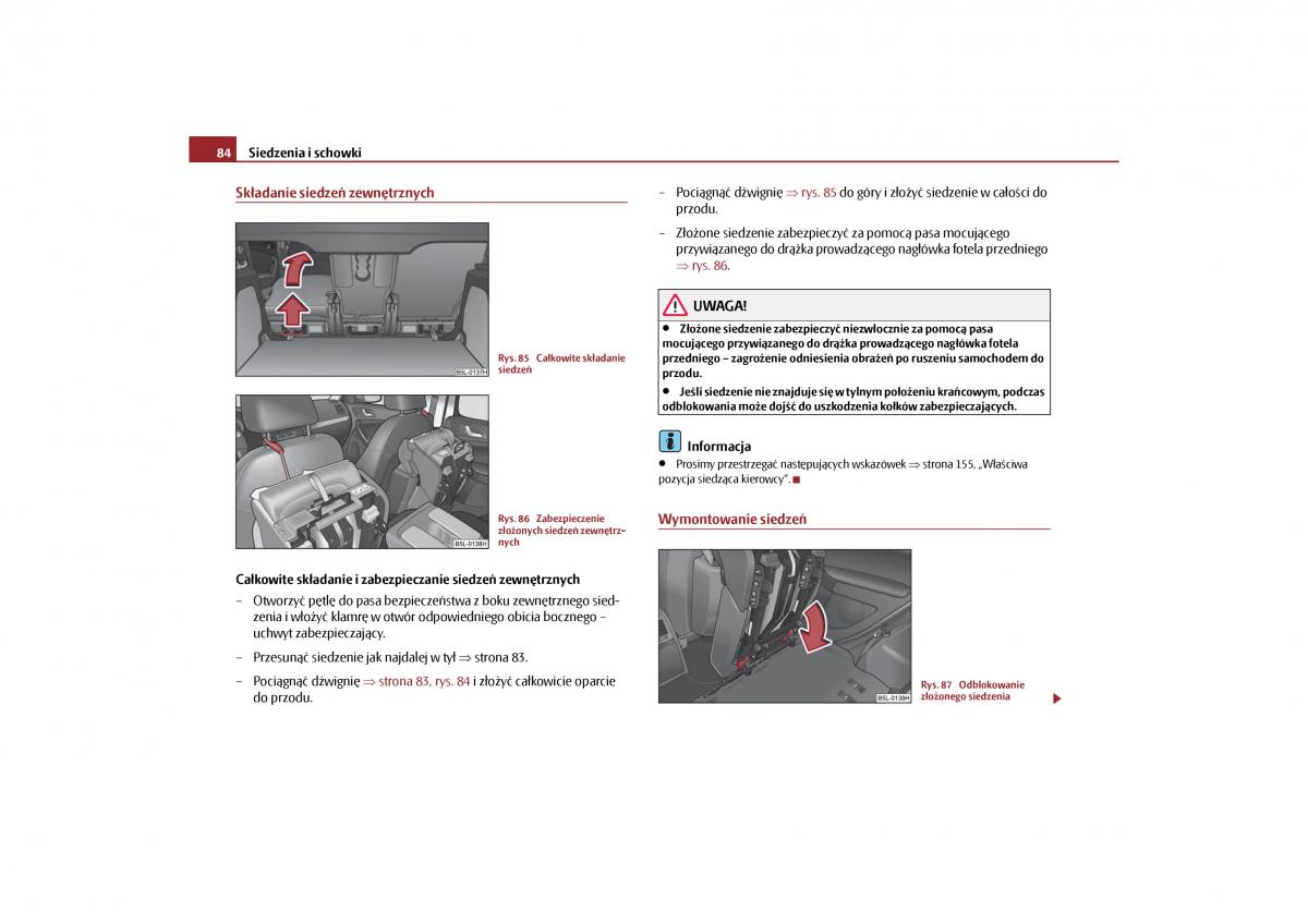 Skoda Yeti instrukcja obslugi / page 86