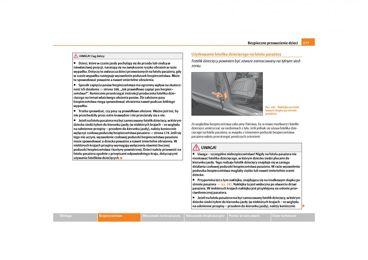 Skoda Yeti instrukcja obslugi / page 179